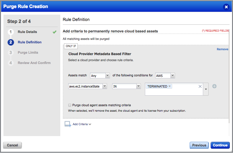 Purge Rule: AWS metadata.